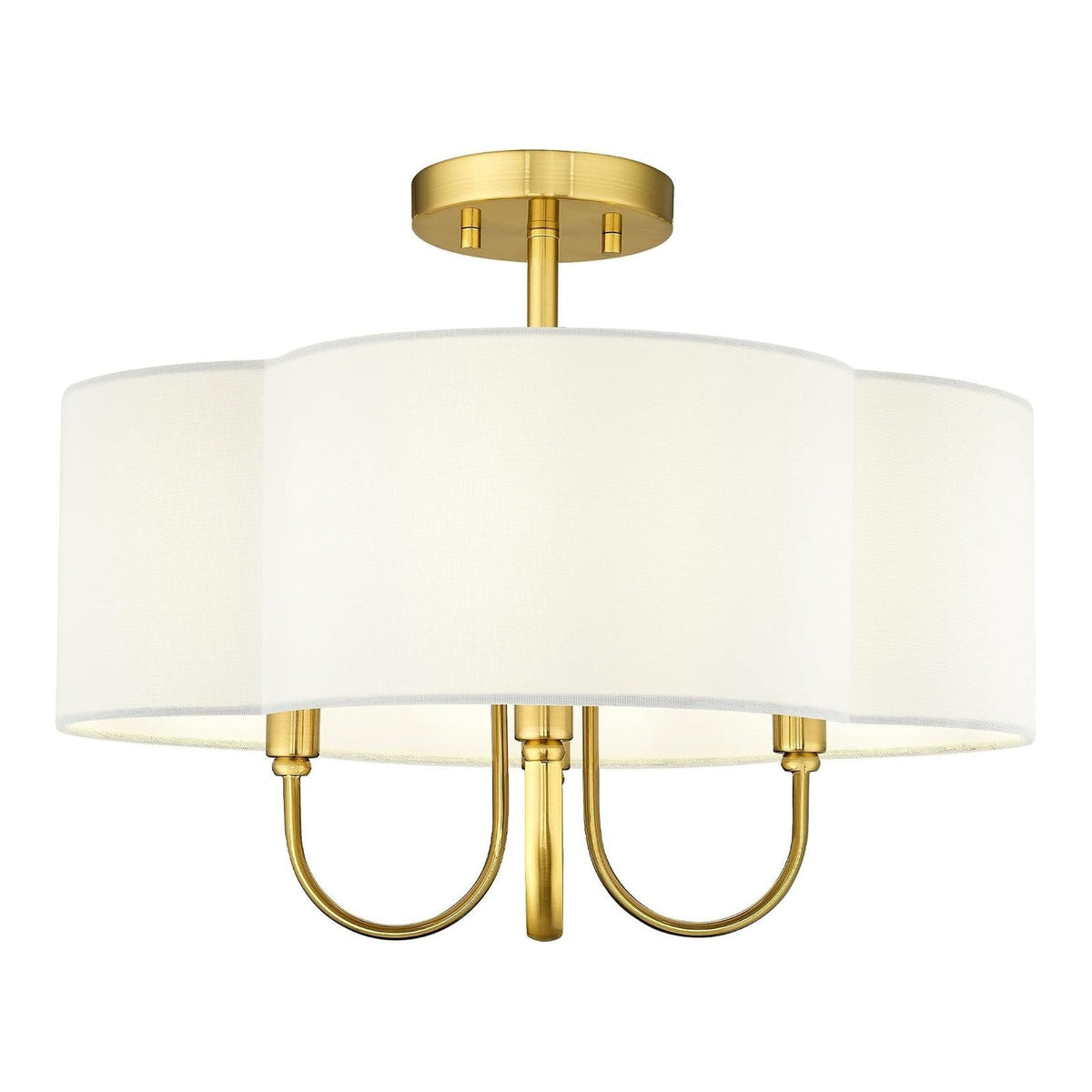 18-Inch Gold Quatrefoil Semi-Flush Linen Ceiling Light