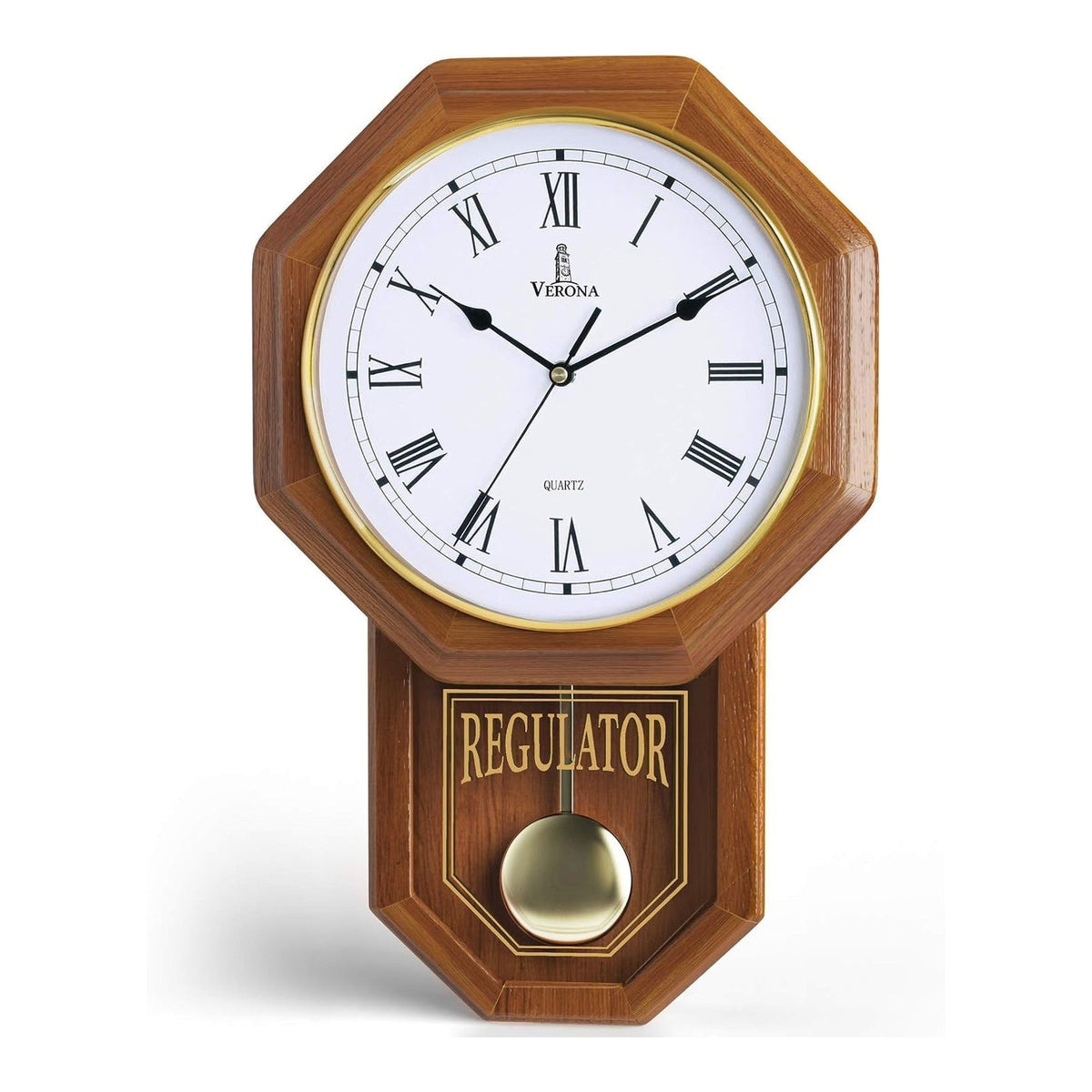 Wooden Schoolhouse Pendulum Wall Clock With Quiet Movement