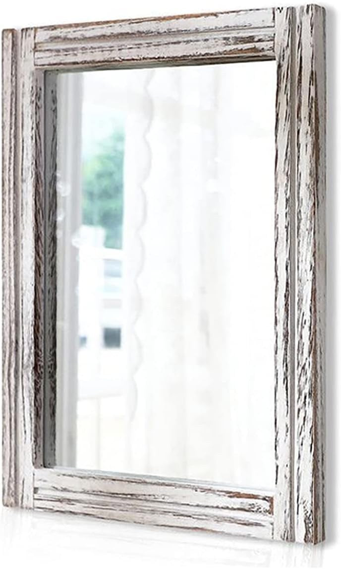 Rustic Rectangular Wood Framed Farmhouse Wall Mirror