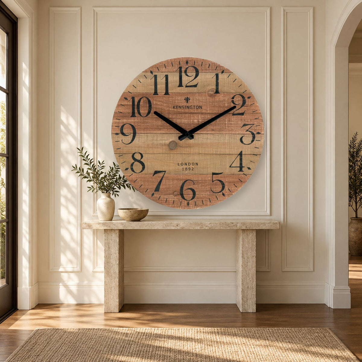12-Inch Rustic Solid Wood Silent Farmhouse Wall Clock