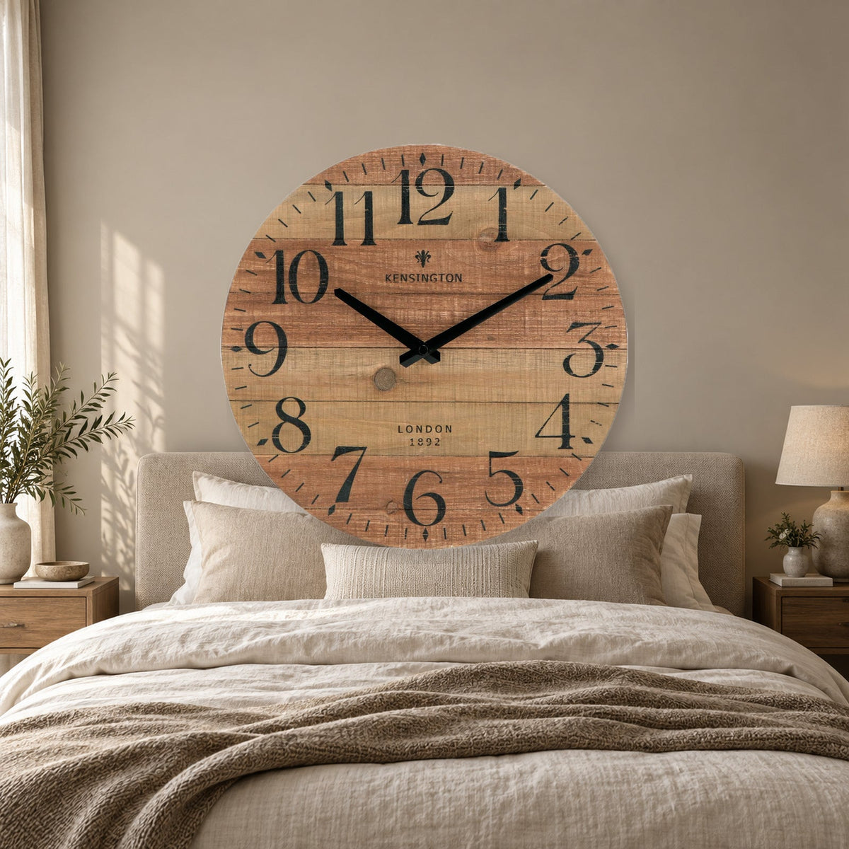 12-Inch Rustic Solid Wood Silent Farmhouse Wall Clock