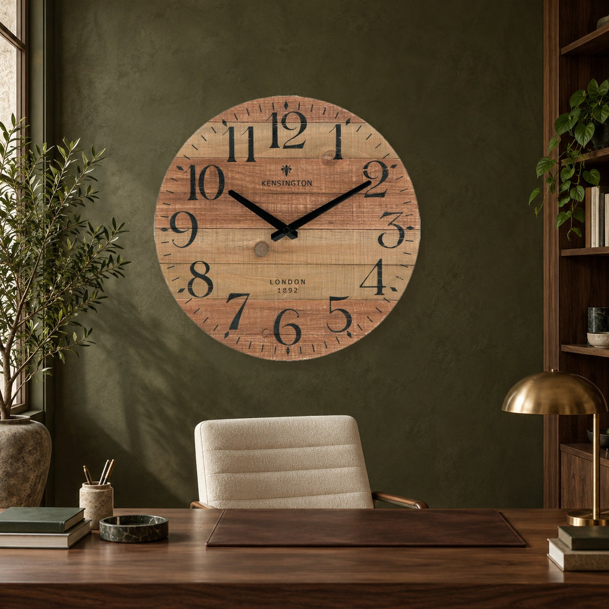 12-Inch Rustic Solid Wood Silent Farmhouse Wall Clock