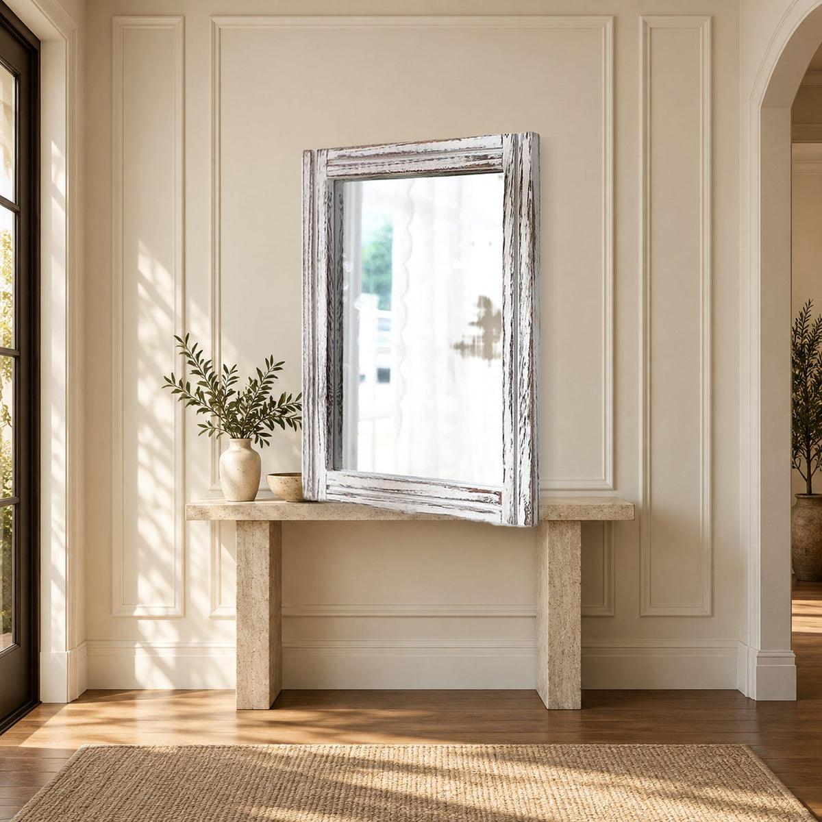 Rustic Rectangular Wood Framed Farmhouse Wall Mirror