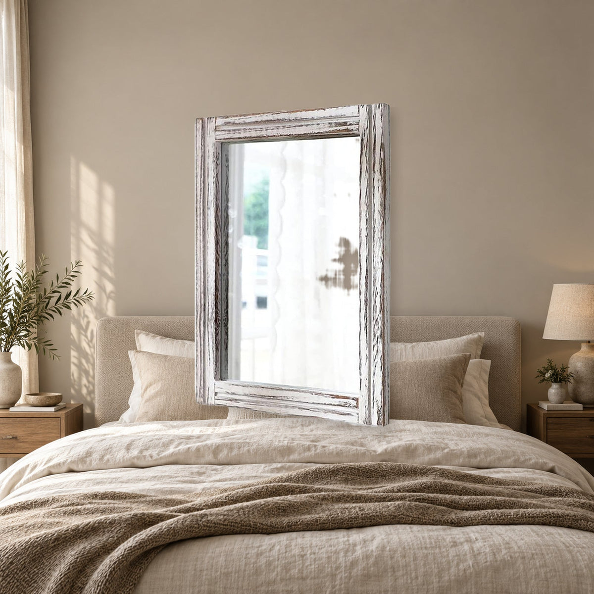 Rustic Rectangular Wood Framed Farmhouse Wall Mirror