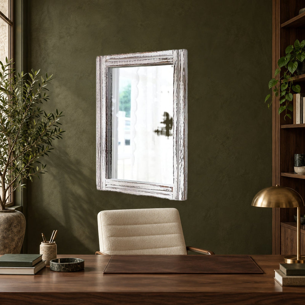 Rustic Rectangular Wood Framed Farmhouse Wall Mirror