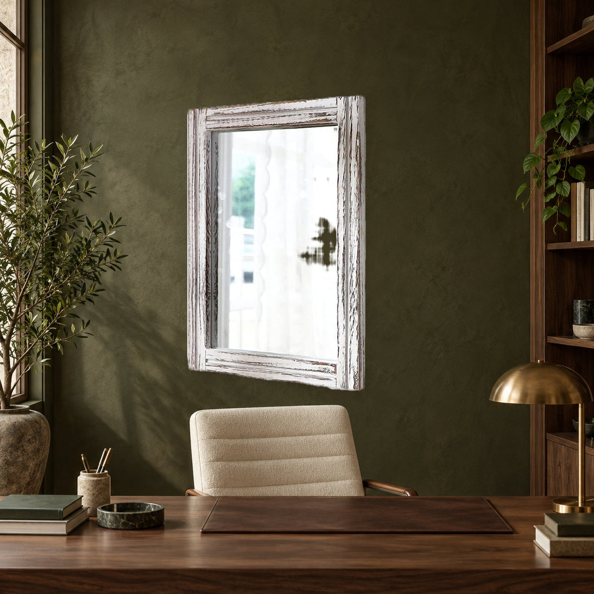 Rustic Rectangular Wood Framed Farmhouse Wall Mirror