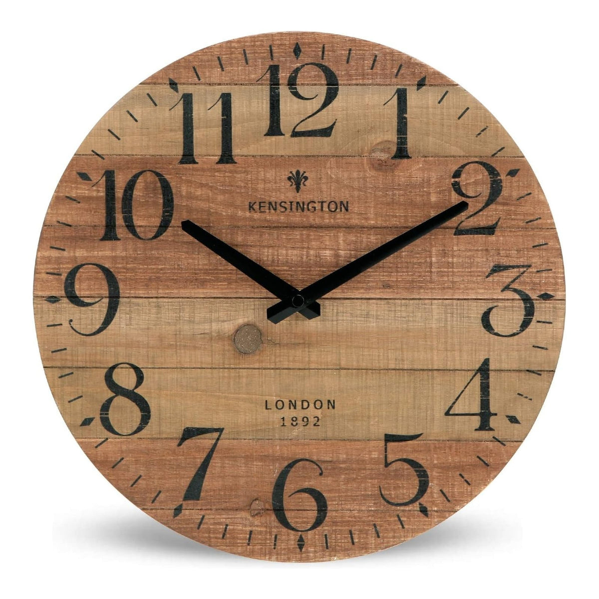 12-Inch Rustic Solid Wood Silent Farmhouse Wall Clock