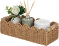 Scalloped Woven Paper Rope Storage Basket With Handles