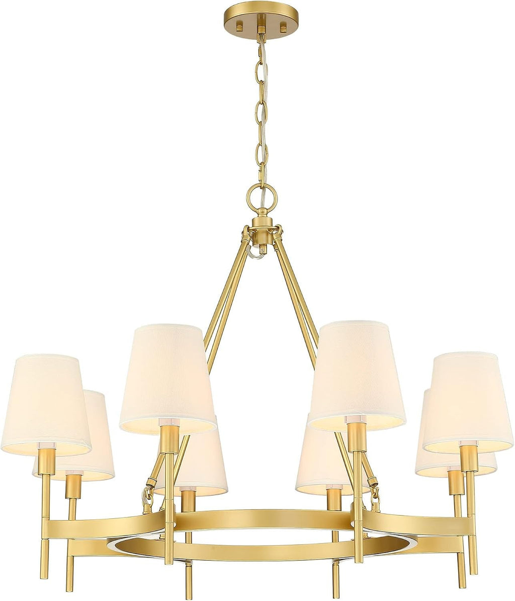 30-Inch Gold Eight-Light Wagon Wheel Drum Chandelier