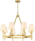 30-Inch Gold Eight-Light Wagon Wheel Drum Chandelier