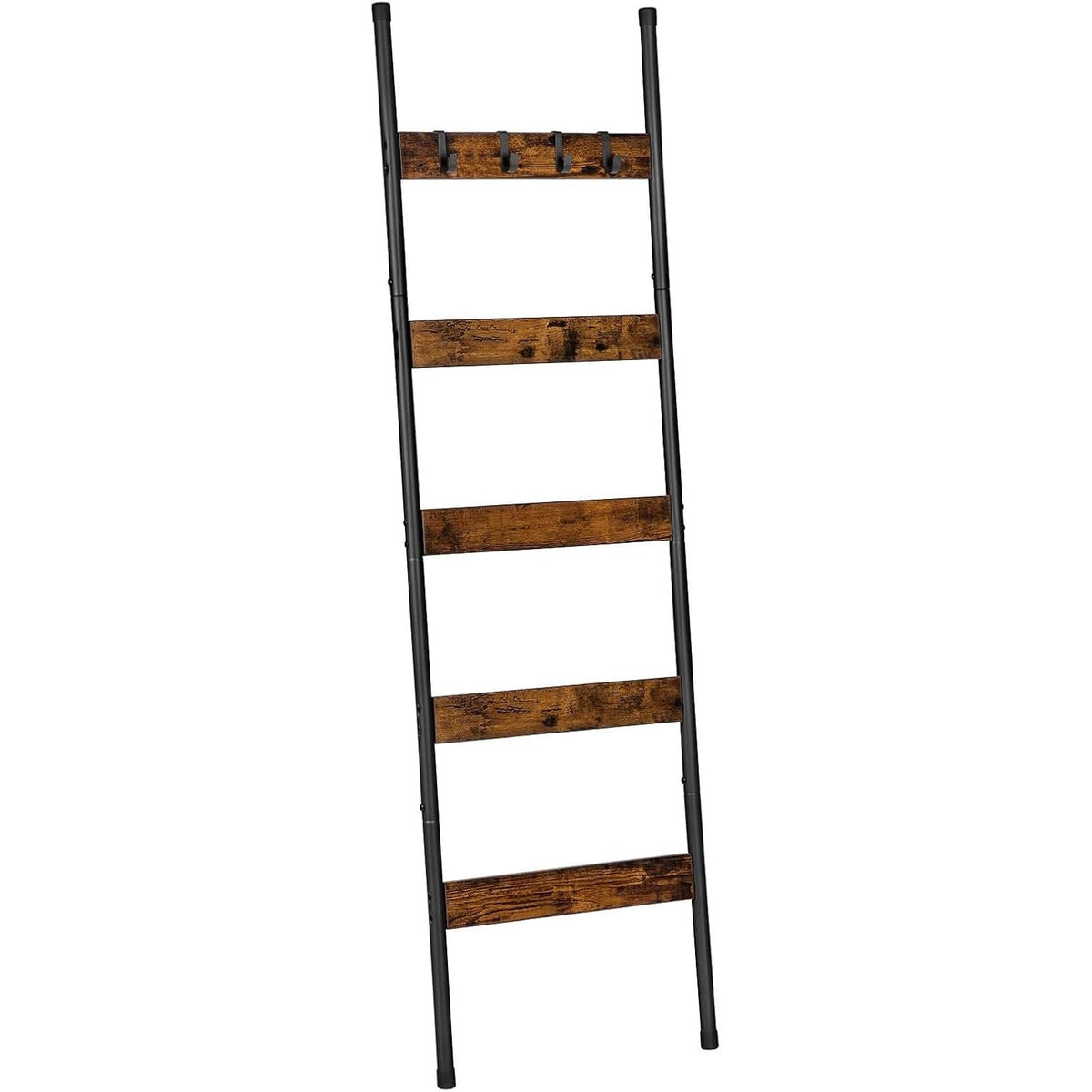 Five-Tier Blanket Ladder With Hooks for Decorative Storage
