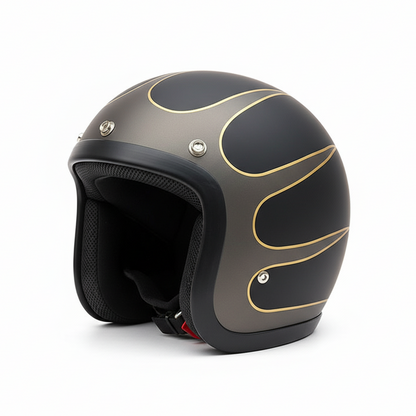 RetroRider Vintage 3/4 Open Face Motorcycle Helmet - Low Profile, DOT & ECE Certified