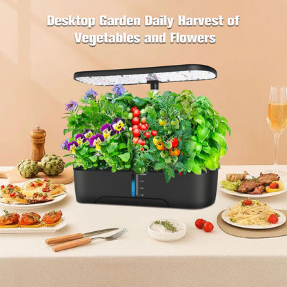 12 Pods Hydroponics Growing System Kit, Adjustable Height, Quiet Smart Pump