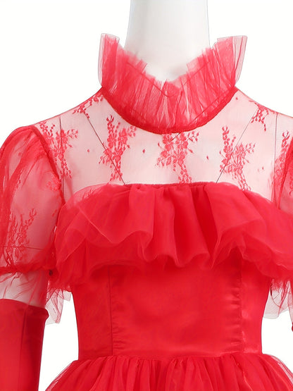 Women’s Gothic Lace Halloween Movie Costume Dress | Tiered Maxi