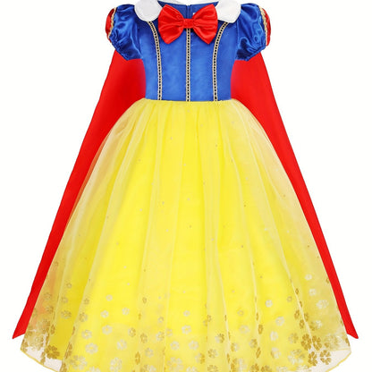 Girls Halloween Princes Snow Costume Dress | Puffy Sleeves Maxi