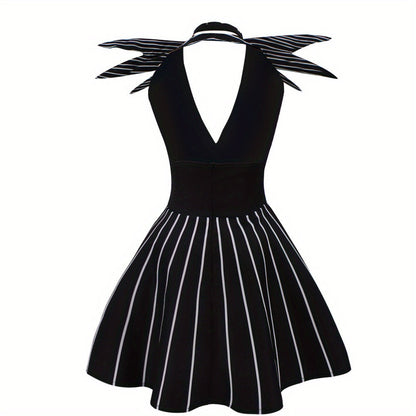 Women's Gothic Striped Halloween Costume Dress | Mini
