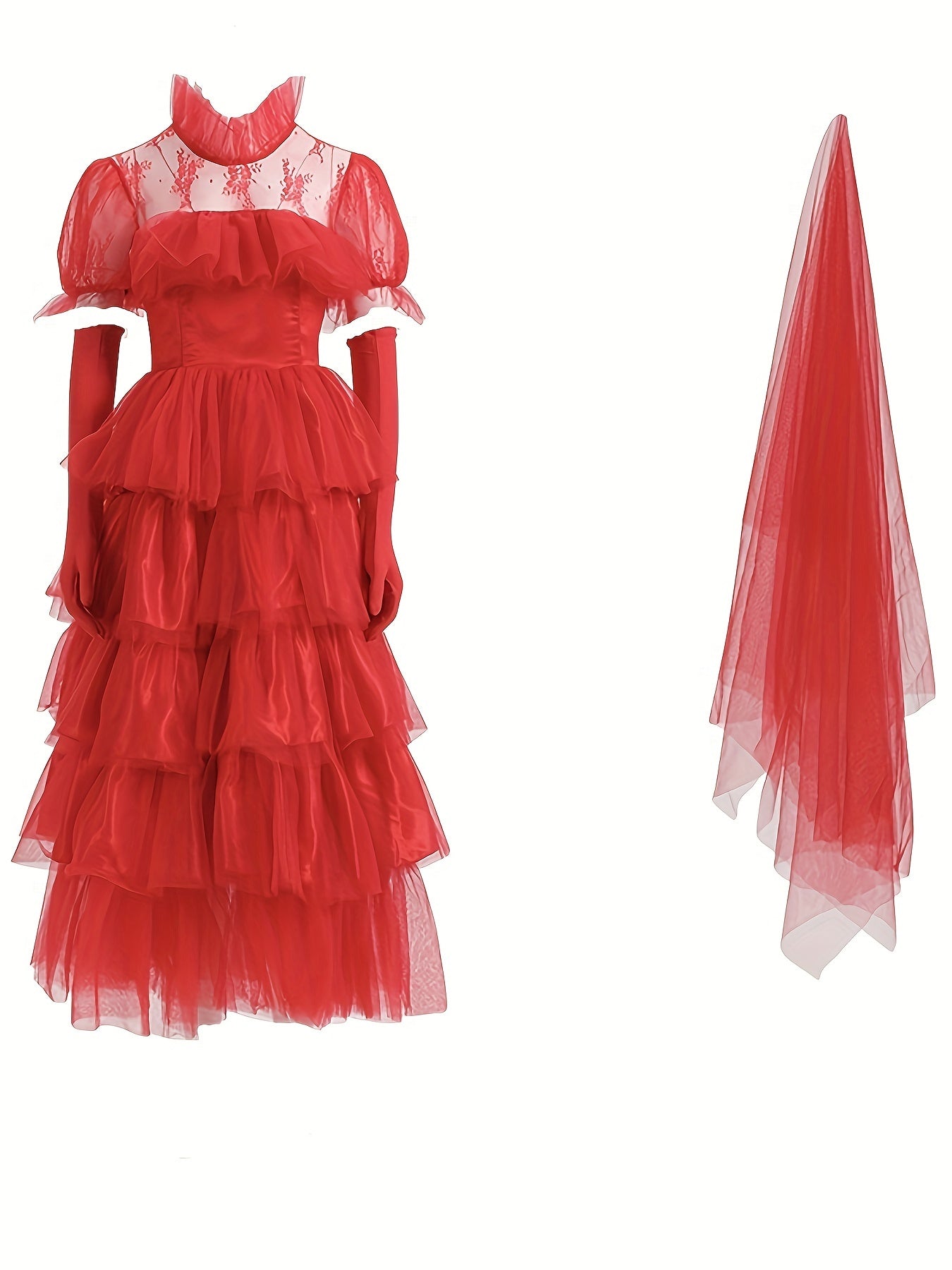 Women’s Gothic Lace Halloween Movie Costume Dress | Tiered Maxi