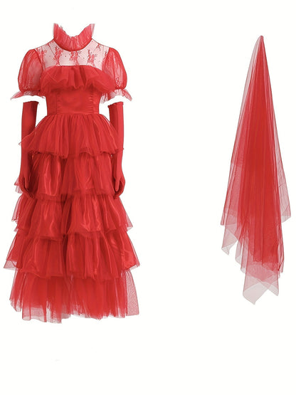 Women’s Gothic Lace Halloween Movie Costume Dress | Tiered Maxi