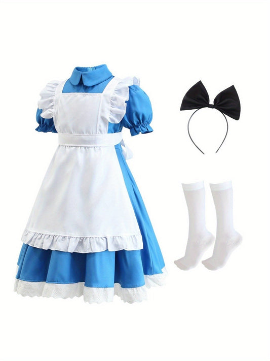 Girls Classic Puff Sleeve Halloween Costume Dress Set | Mini