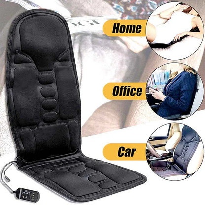 Heated Massage Chair Pad with 8 Modes - Back & Neck Cushion for Car & Home Use
