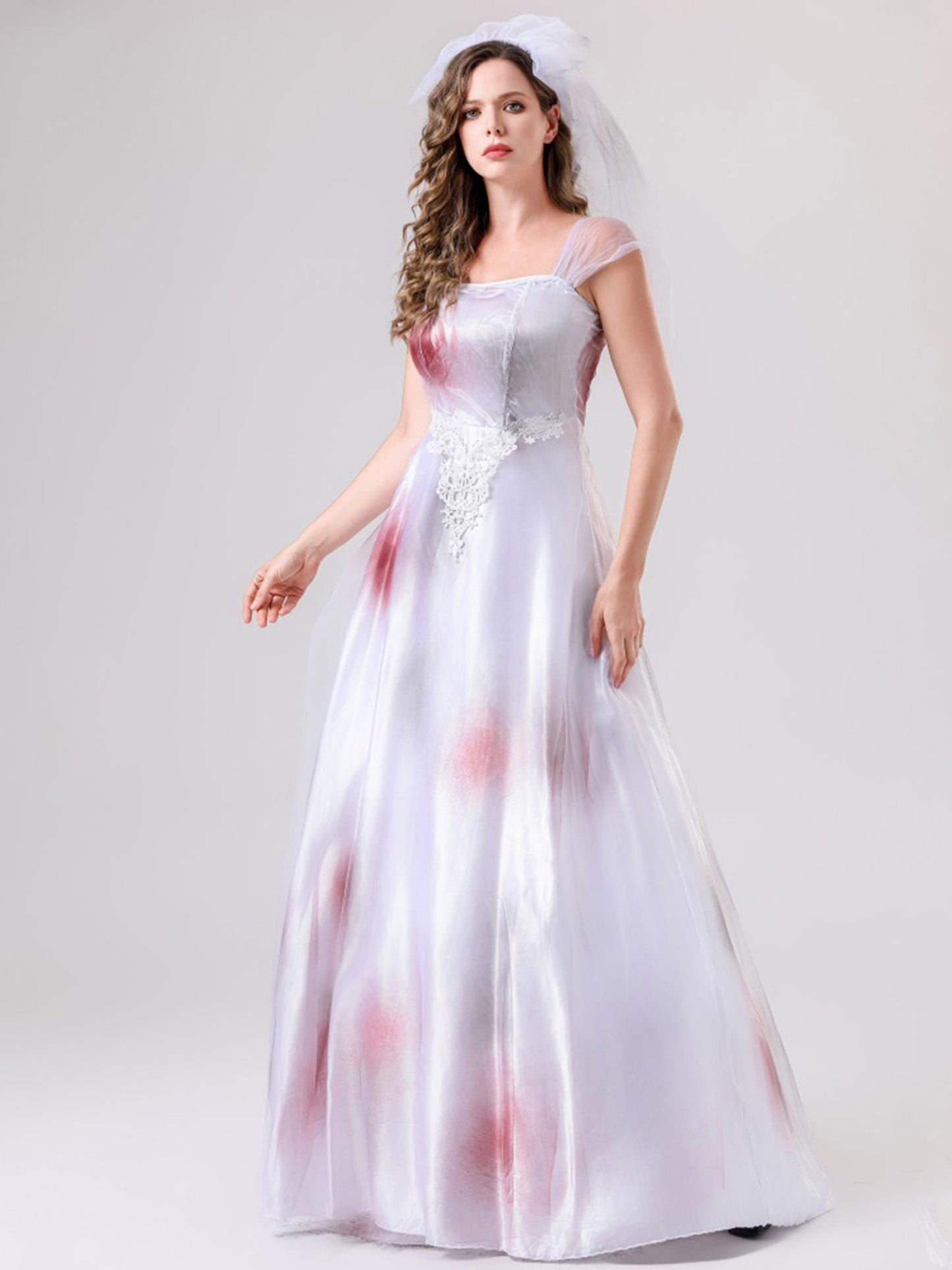 Women Spooky Bloody Halloween Corpse Bride Costume Dress | Maxi