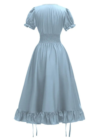 Women's Vintage Puff Sleeve Halloween Costume Dress | Ruffle Maxi