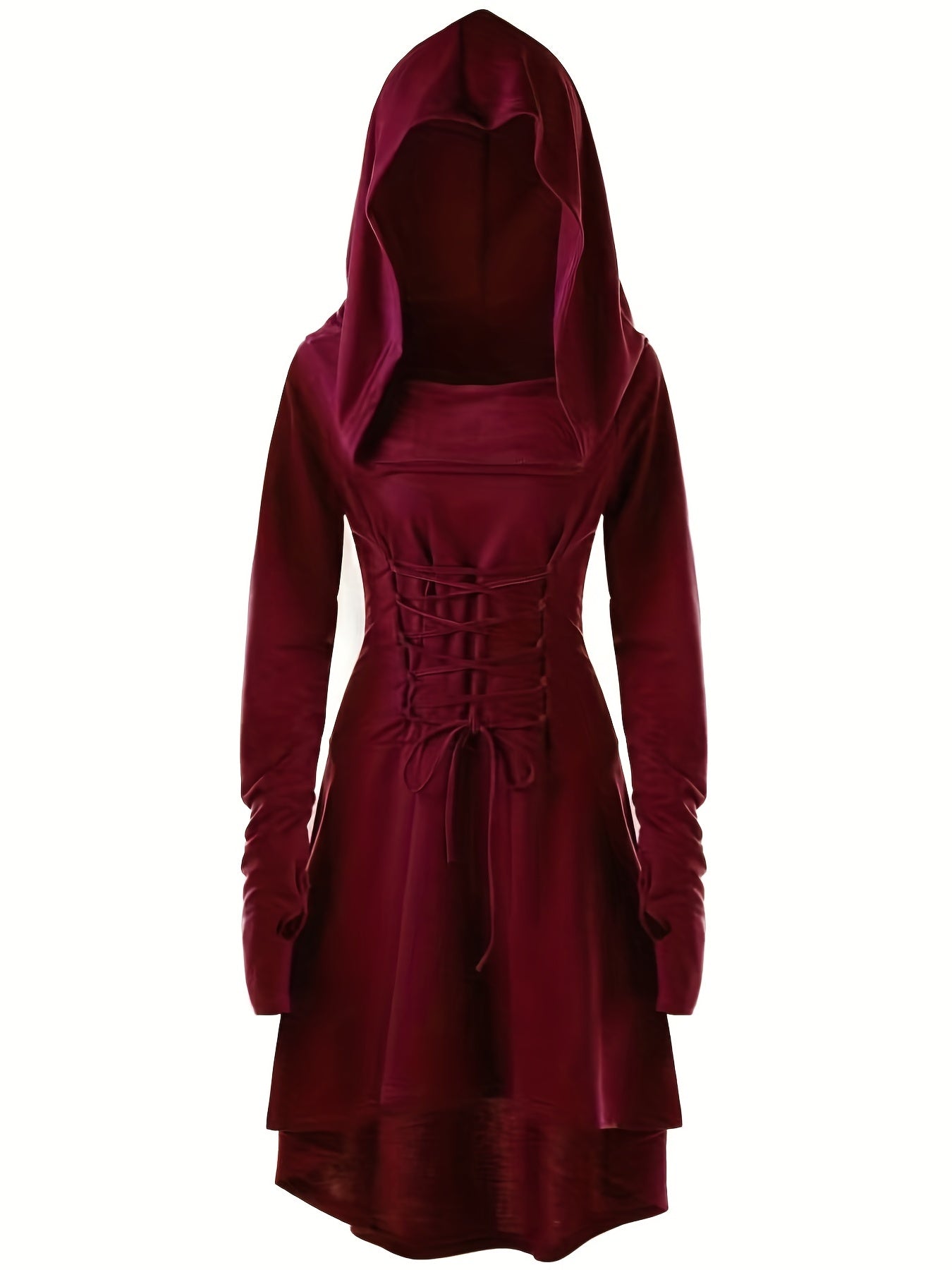Women’s Gothic Lace Up Halloween Movie Costume Dress | Hooded Long Sleeve