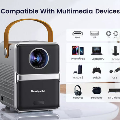 Mini Projector with WiFi and Bluetooth - Electric-Focus/Auto Keystone/Short Throw
