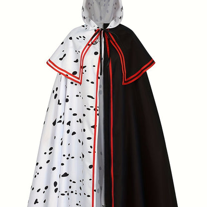 Women’s Hooded Dalmatian Halloween Movie Costume Cape | Split Cloak