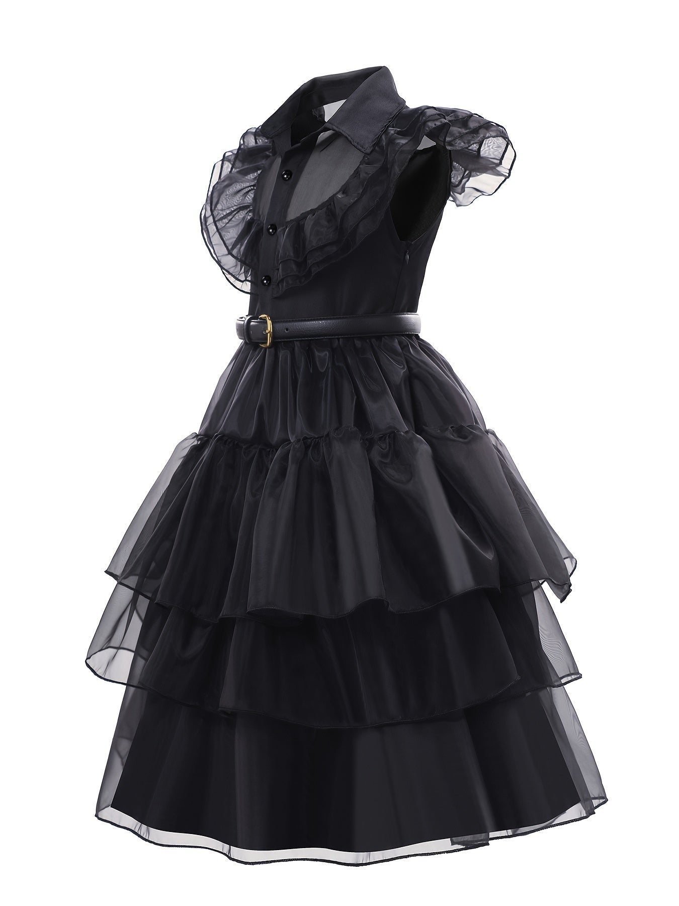 Girls’ Ruffled Gothic Halloween Costume Dress | Tiered Mini
