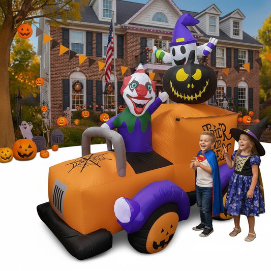 8ft Halloween Inflatable Clown Truck