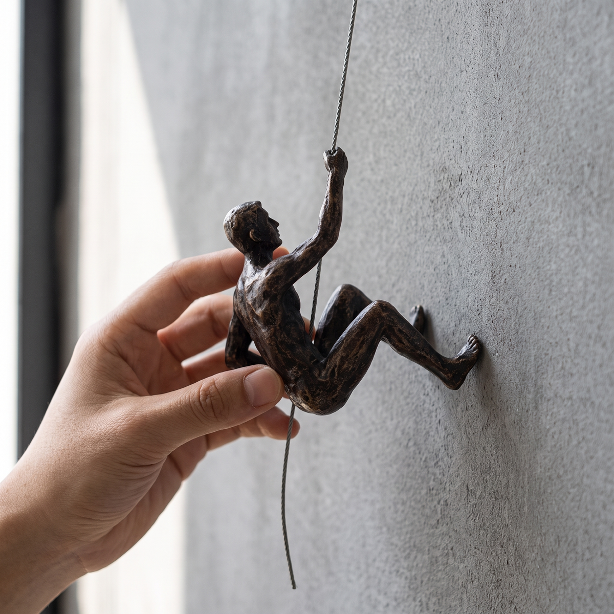 Climbing Figure Resin Wall Sculpture – Hand-Finished Art Figure