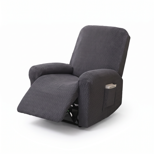 Stretch Recliner Slipcover with Side Pocket – Fitted Washable Chair Cover