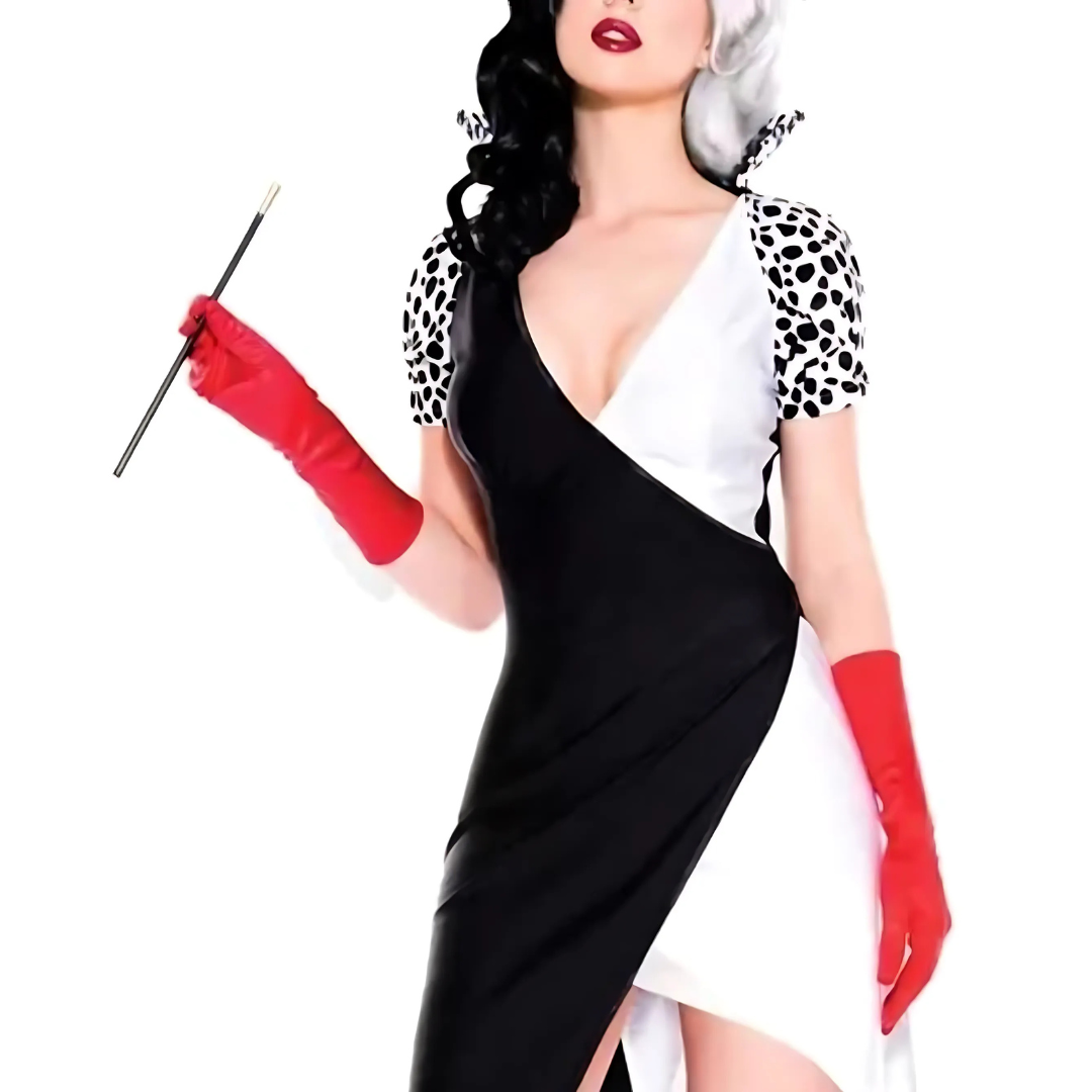 Women’s Glamorous Villain Halloween Movie Costume Dress | Puff Sleeve Asymmetrical
