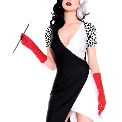 Women’s Glamorous Villain Halloween Movie Costume Dress | Puff Sleeve Asymmetrical