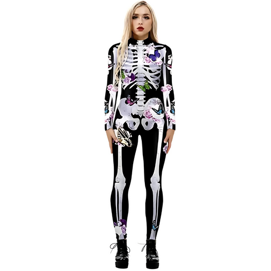 Women's Halloween Costume Jumpsuit | Long Sleeve Skeleton