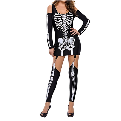 Women's Halloween Costume | Skeleton Print Mini