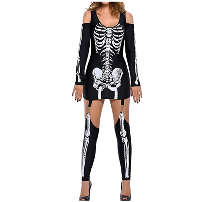 Women's Halloween Costume | Skeleton Print Mini
