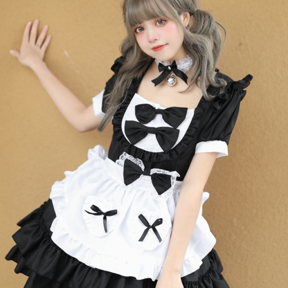 Women Plus Size Halloween Costumes Maid Cosplay Dress | Ruffle Mini