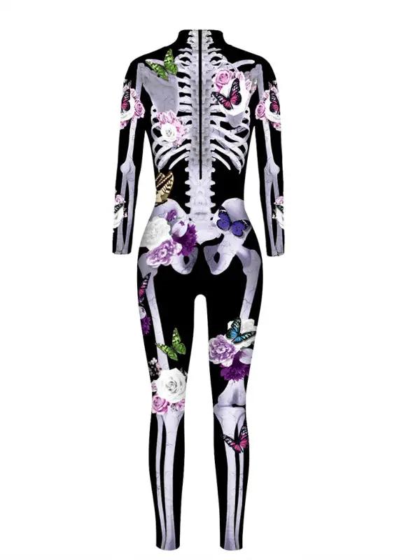 Women's Halloween Costume Jumpsuit | Long Sleeve Skeleton