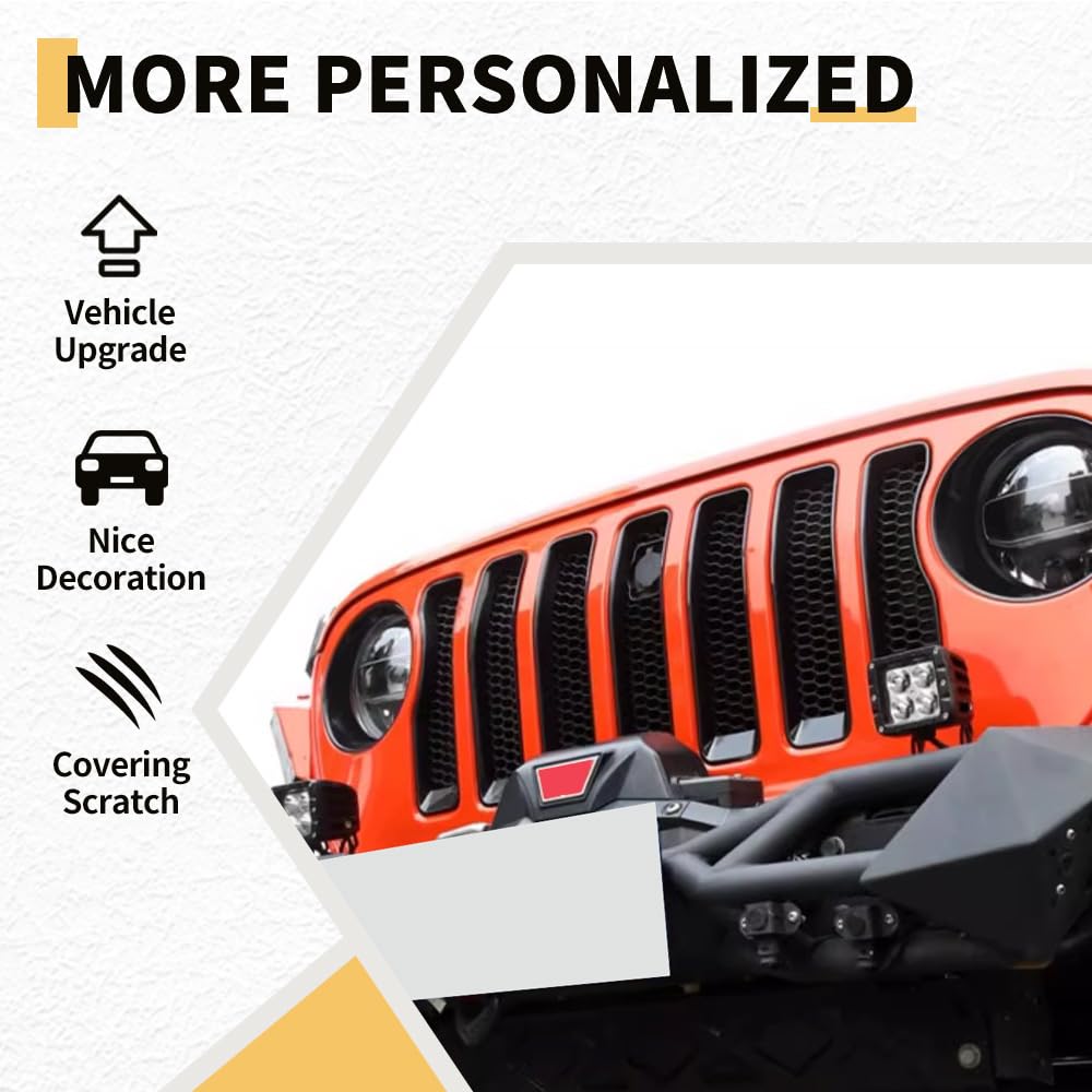 Grille Inserts Headlight Covers Set Fits for Jeep (2018-2023) Wrangler JL JLU(Sport/Sport S)