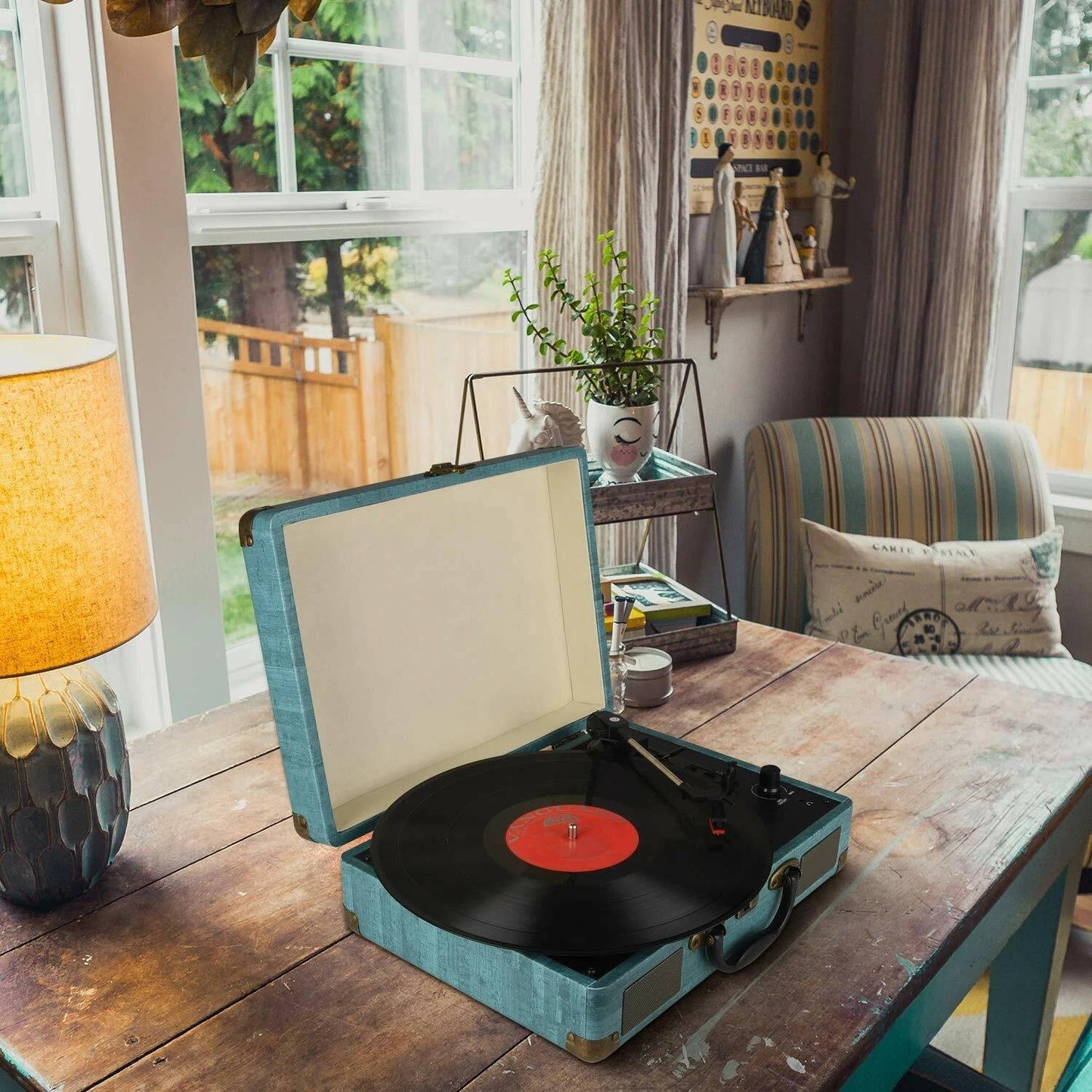 Record Player Vintage 3 Speed Bluetooth Vinyl Turntable