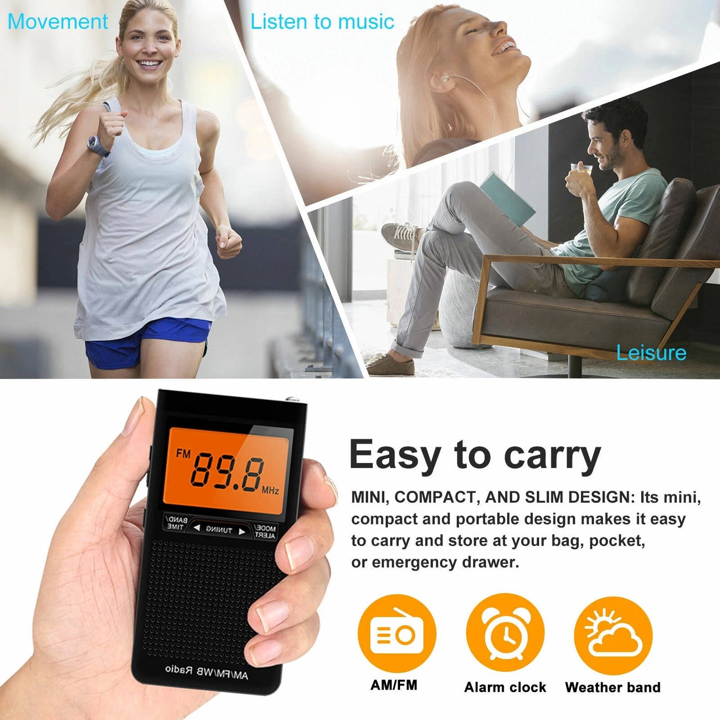 Portable Pocket Radios AM FM