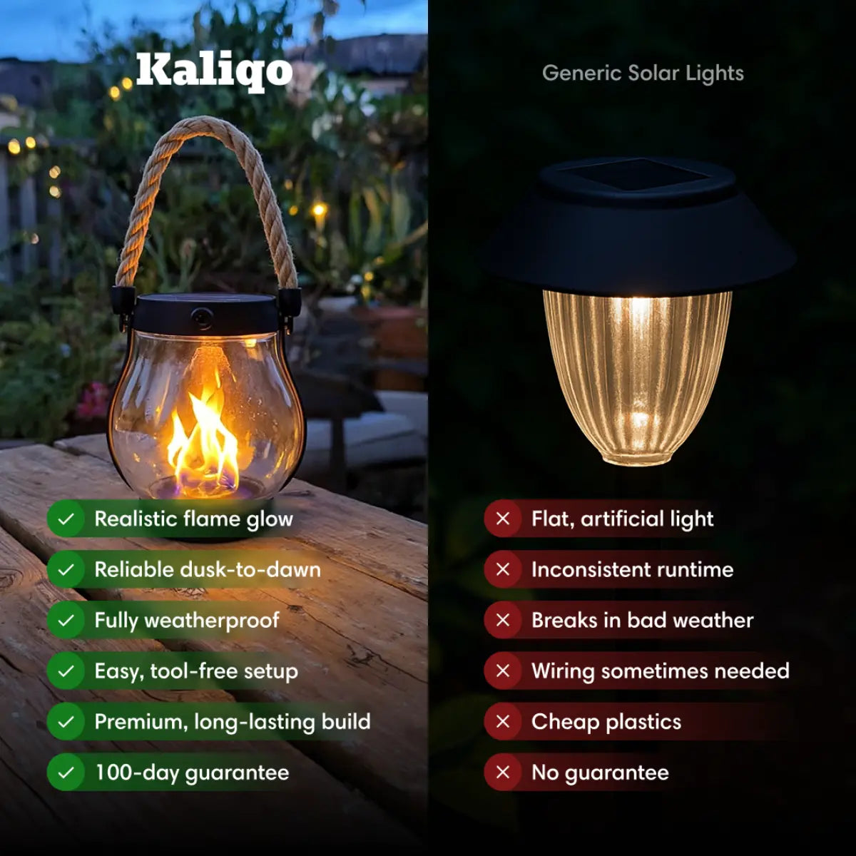 Solar Flame Lantern with Flickering LED - Waterproof Hanging Light for Patio & Garden Decor