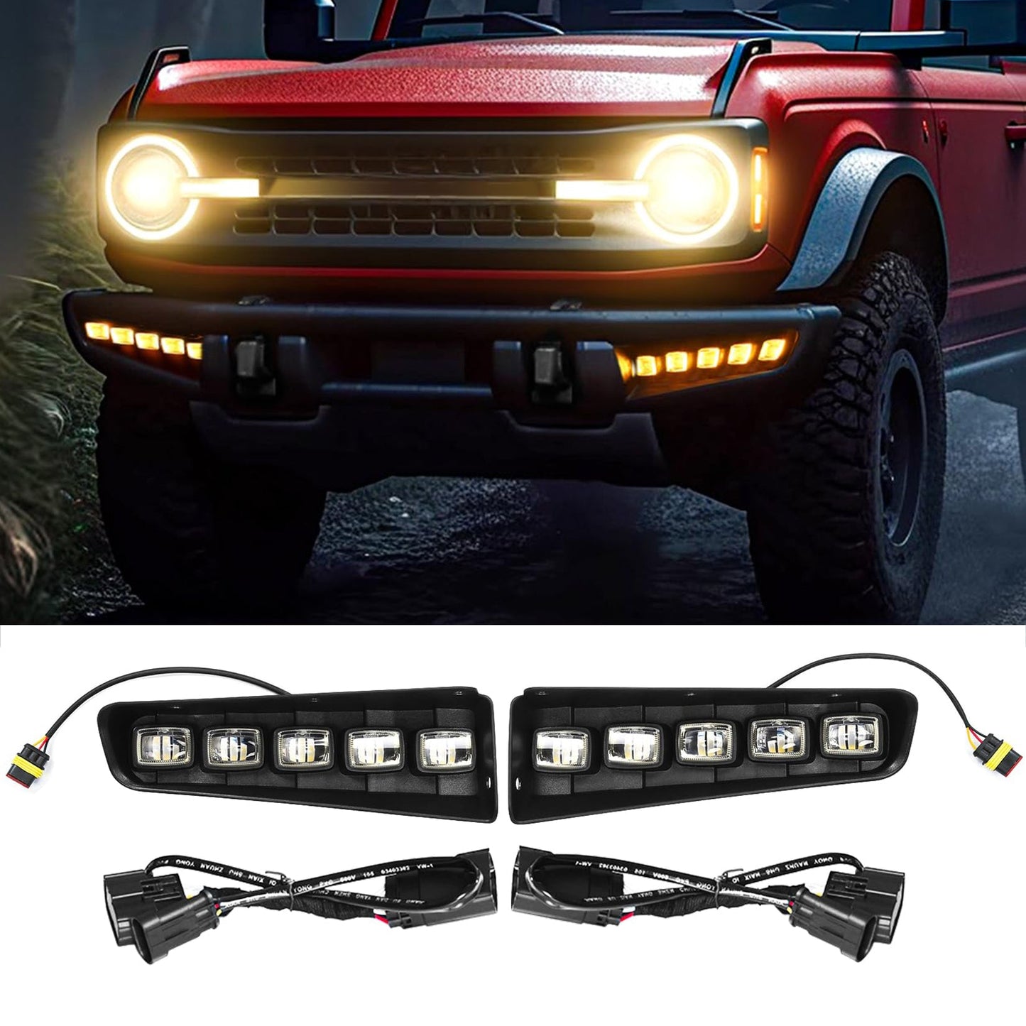 Fog Lights Assemblies Compatible with Ford Bronco 2021-2024 for Bronco 2/4-Door