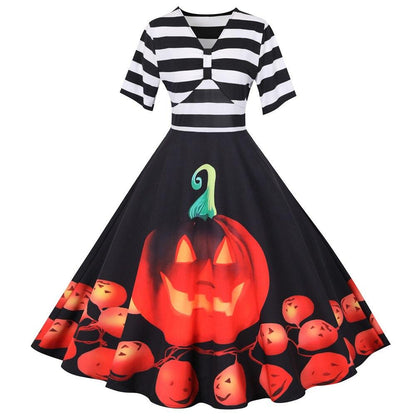 Halloween Costume Dress | Striped Midi Flare