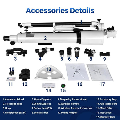 Professional Telescope 210X W/ Star Tracking APP for Beginner Adults