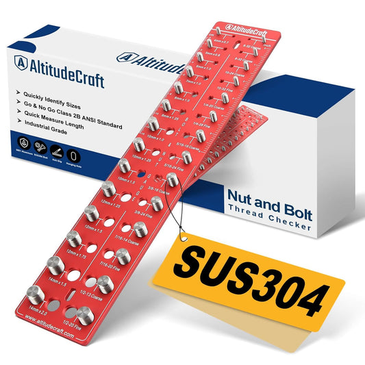 Nut and Bolt Thread Checker, Precision Thread Gauge for Metric & SAE Fasteners