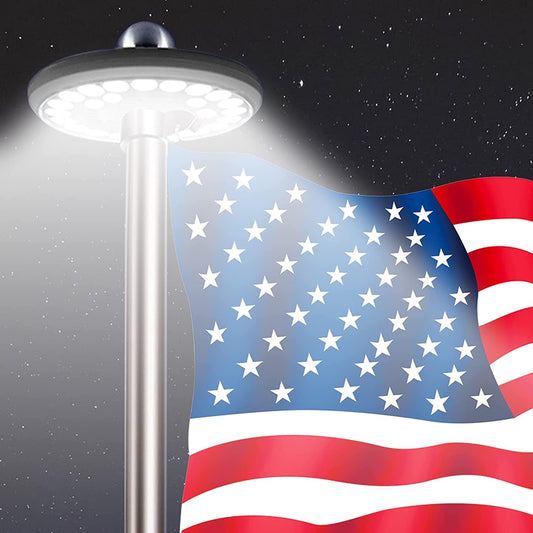128 LED Solar Power Flag Pole Lights 2025 Upgraded Design (125,000+ Hours)