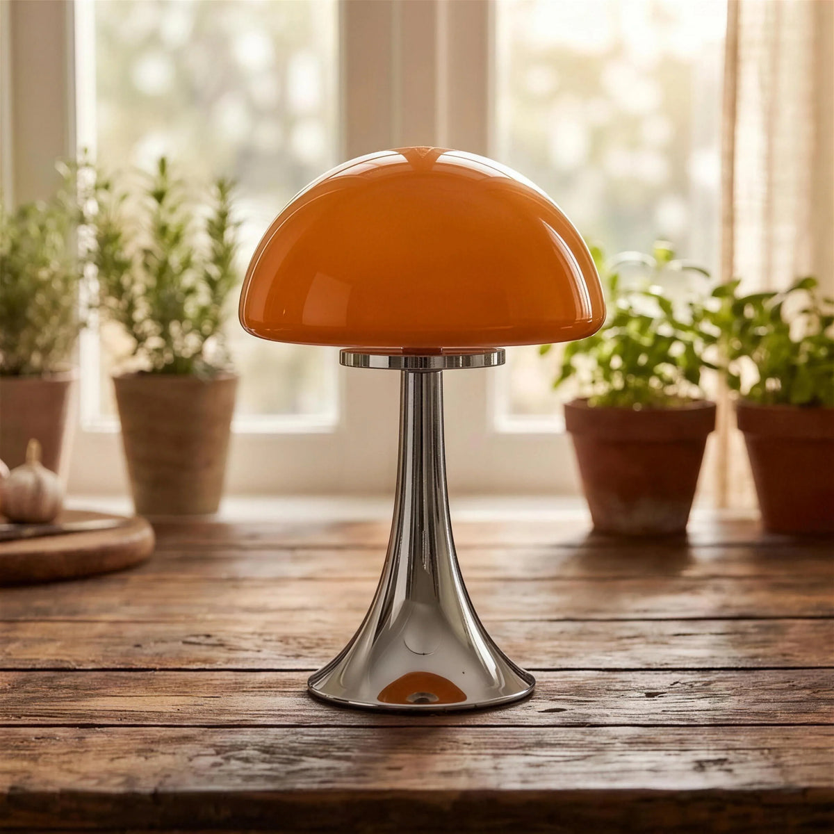 Mushroom Table Lamp, Glass Dome Shade – Touch Dimmable USB Bedside Lamp